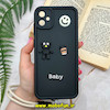قاب گوشی Galaxy A05 سامسونگ سیلیکونی Solid برجسته محافظ لنزدار طرح BABY بنددار کنفی مشکی کد 124