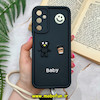 قاب گوشی Galaxy A05S سامسونگ سیلیکونی Solid برجسته محافظ لنزدار طرح BABY بنددار کنفی مشکی کد 184