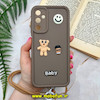قاب گوشی Galaxy A05S سامسونگ سیلیکونی Solid برجسته محافظ لنزدار طرح BABY بنددار کنفی نسکافه ای کد 185