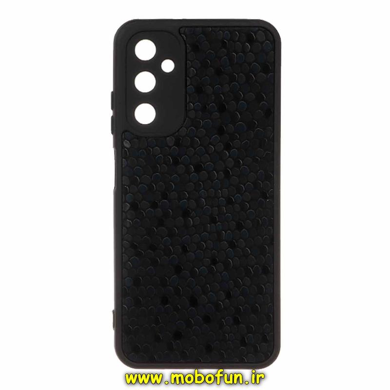 قاب گوشی Galaxy A05S سامسونگ چرمی پوست ماری محافظ لنزدار مشکی کد 194