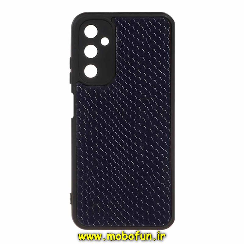 قاب گوشی Galaxy A05S سامسونگ چرمی پوست ماری محافظ لنزدار سرمه ای کد 196