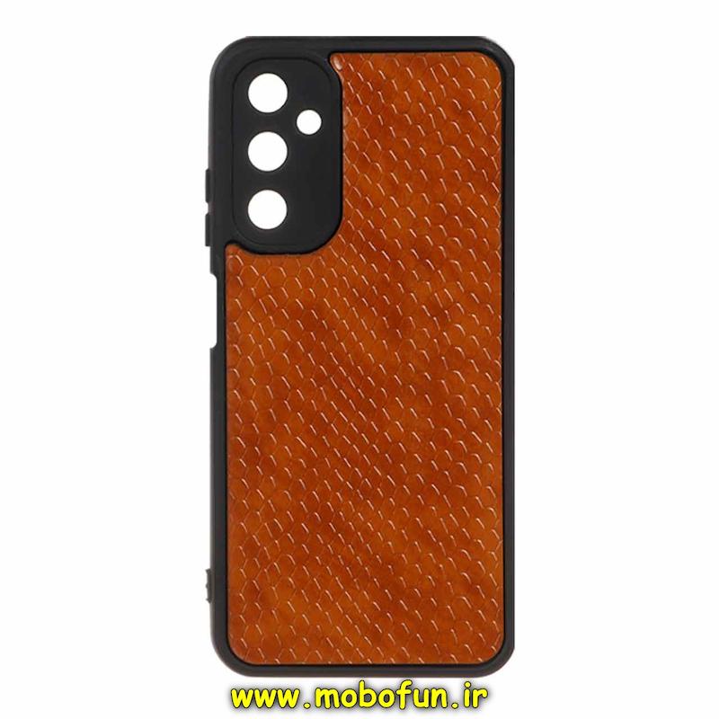 قاب گوشی Galaxy A05S سامسونگ چرمی پوست ماری محافظ لنزدار قهوه ای روشن کد 197