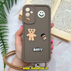 قاب گوشی Galaxy A24 سامسونگ سیلیکونی Solid برجسته محافظ لنزدار طرح BABY بنددار کنفی نسکافه ای کد E22-172525
