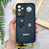 قاب گوشی Galaxy A25 سامسونگ سیلیکونی Solid برجسته محافظ لنزدار طرح BABY بنددار کنفی مشکی کد 181