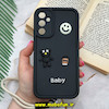 قاب گوشی Galaxy A34 سامسونگ سیلیکونی Solid برجسته محافظ لنزدار طرح BABY بنددار کنفی مشکی کد 696