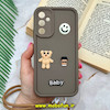 قاب گوشی Galaxy A34 سامسونگ سیلیکونی Solid برجسته محافظ لنزدار طرح BABY بنددار کنفی نسکافه ای کد 697