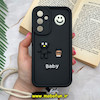 قاب گوشی Galaxy A54 سامسونگ سیلیکونی Solid برجسته محافظ لنزدار طرح BABY بنددار کنفی مشکی کد 990