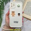 قاب گوشی iPhone 11 Pro Max آیفون سیلیکونی Solid برجسته محافظ لنزدار طرح BABY بنددار کنفی کرم کد 751