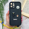قاب گوشی iPhone 12 Pro Max آیفون سیلیکونی Solid برجسته محافظ لنزدار طرح BABY بنددار کنفی مشکی کد 853