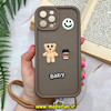 قاب گوشی iPhone 12 Pro Max آیفون سیلیکونی Solid برجسته محافظ لنزدار طرح BABY بنددار کنفی نسکافه ای کد 854