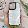 قاب گوشی iPhone 15 Pro آیفون پشت گلس آینه ای اورجینال CASETIFY طرح پروانه کیوت کد 23