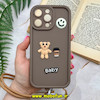 قاب گوشی iPhone 15 Pro Max آیفون سیلیکونی Solid برجسته محافظ لنزدار طرح BABY بنددار کنفی نسکافه ای کد 136