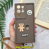 قاب گوشی Galaxy S24 Ultra سامسونگ سیلیکونی Solid برجسته محافظ لنزدار طرح BABY بنددار کنفی نسکافه ای کد 161