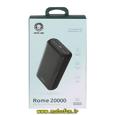 پاوربانک Green Lion 10W ظرفیت 20000mAh مدل GNRME20KPBBK