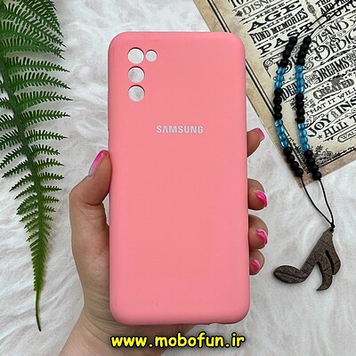 قاب گوشی Galaxy A02S - Galaxy M02S سامسونگ سیلیکونی اورجینال پاک کنی درجه یک زیربسته محافظ لنزدار صورتی کد 344