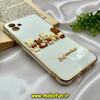 قاب گوشی Galaxy A04 - Galaxy M13 5G سامسونگ طرح ژله ای مای کیس گلد لاین دور طلایی عروسکی سه بعدی خانواده خرگوش محافظ لنز دار سفید کد 363