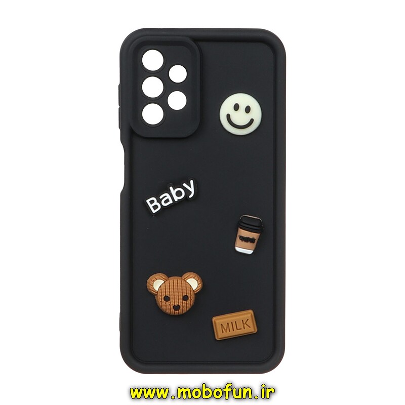 قاب گوشی Galaxy A04S - Galaxy A13 4G سامسونگ طرح سیلیکونی ژله ای سه بعدی برجسته عروسکی COFFEE Baby محافظ لنز دار مشکی کد 989