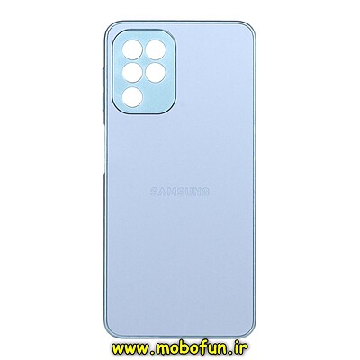 قاب گوشی Galaxy A22 4G - Galaxy M32 4G سامسونگ مدل PVD ضد خش پشت گلس شیشه ای محافظ لنز دار آبی کد 807