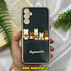 قاب گوشی Galaxy A24 4G سامسونگ طرح ژله ای مای کیس گلد لاین دور طلایی عروسکی سه بعدی محافظ لنز دار مشکی کد 509