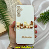 قاب گوشی Galaxy A24 4G سامسونگ طرح ژله ای مای کیس گلد لاین دور طلایی عروسکی سه بعدی محافظ لنز دار سفید کد 511