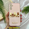 قاب گوشی Galaxy A24 4G سامسونگ طرح ژله ای مای کیس گلد لاین دور طلایی عروسکی سه بعدی محافظ لنز دار گلبهی کد 512