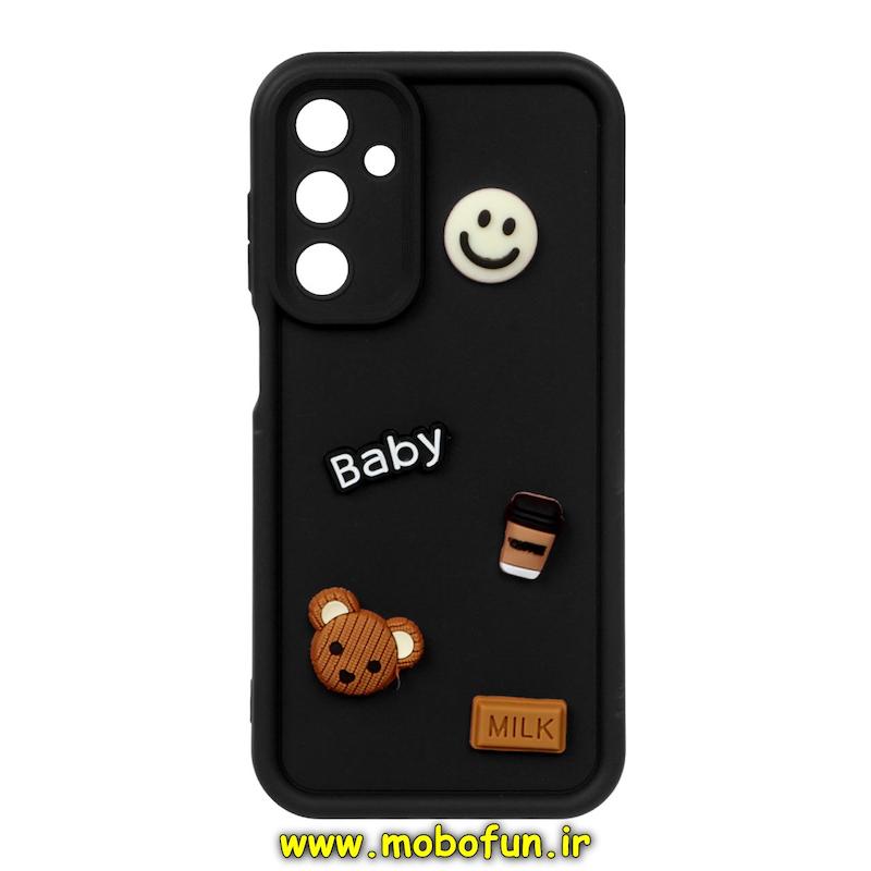 قاب گوشی Galaxy A25 سامسونگ طرح سیلیکونی ژله ای سه بعدی برجسته عروسکی COFFEE Baby محافظ لنز دار مشکی کد 203