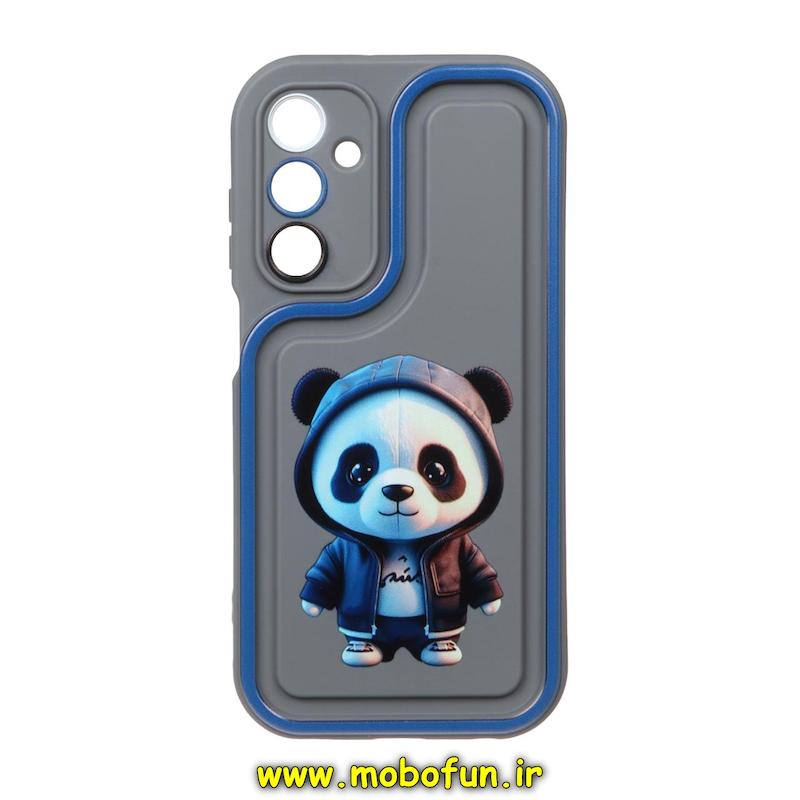قاب گوشی Galaxy A25 سامسونگ طرح سیلیکونی Solid فانتزی محافظ لنزدار خاکستری طرح پاندا PANDA کد 218