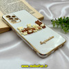 قاب گوشی Galaxy A32 4G سامسونگ طرح ژله ای مای کیس گلد لاین دور طلایی عروسکی سه بعدی محافظ لنز دار سفید کد 1303