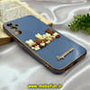 قاب گوشی Galaxy A34 5G سامسونگ طرح ژله ای مای کیس گلد لاین دور طلایی عروسکی سه بعدی محافظ لنز دار آبی کد 717