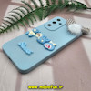 قاب گوشی Galaxy A54 5G سامسونگ طرح سیلیکونی ژله ای سه بعدی برجسته عروسکی محافظ لنز دار پام پام آبی روشن کد 1001