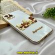 قاب گوشی iPhone 11 Pro Max آیفون طرح ژله ای مای کیس گلد لاین دور طلایی عروسکی سه بعدی محافظ لنز دار سفید کد 759