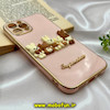 قاب گوشی iPhone 12 Pro آیفون طرح ژله ای مای کیس گلد لاین دور طلایی عروسکی سه بعدی محافظ لنز دار گلبهی کد 968