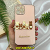 قاب گوشی iPhone 12 Pro Max آیفون طرح ژله ای مای کیس گلد لاین دور طلایی عروسکی سه بعدی محافظ لنز دار گلبهی کد 869