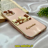 قاب گوشی iPhone 12 Pro Max آیفون طرح ژله ای مای کیس گلد لاین دور طلایی عروسکی سه بعدی محافظ لنز دار گلبهی کد 869