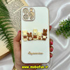 قاب گوشی iPhone 12 Pro Max آیفون طرح ژله ای مای کیس گلد لاین دور طلایی عروسکی سه بعدی محافظ لنز دار سفید کد 870