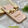 قاب گوشی iPhone X - iPhone XS آیفون طرح ژله ای مای کیس گلد لاین دور طلایی عروسکی سه بعدی محافظ لنز دار گلبهی کد 697