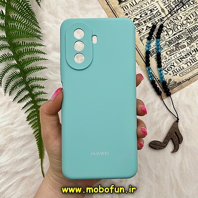 قاب گوشی Huawei Nova Y70 هوآوی سیلیکونی اورجینال پاک کنی سورا SORA درجه یک زیر بسته محافظ لنزدار سبزآبی کد 111