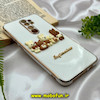قاب گوشی Redmi Note 8 Pro شیائومی طرح ژله ای مای کیس گلد لاین دور طلایی عروسکی سه بعدی محافظ لنز دار سفید کد 916