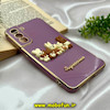 قاب گوشی Galaxy S21 FE سامسونگ طرح ژله ای مای کیس گلد لاین دور طلایی عروسکی سه بعدی محافظ لنز دار بنفش کد 1106