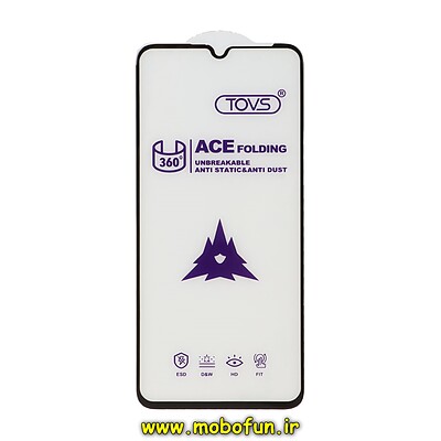 گلس اورجینال TOVS مدل Anti Static سری 360 درجه ACE FOLDING مناسب برای مدل های Xiaomi Redmi 13C - Poco C65 - Samsung A05 - A05S - Honor X7 - X7A - Realme C51 - Realme C53