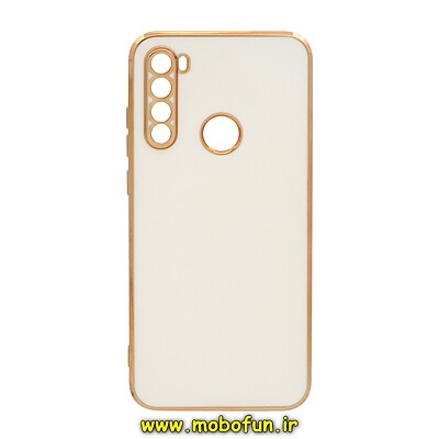 قاب Redmi Note 8T شیائومی طرح ژله ای مای کیس گلد لاین دور طلایی محافظ لنز دار سفید کد 114