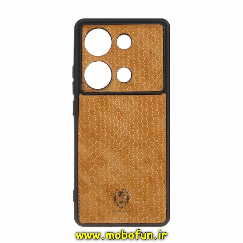 قاب گوشی Redmi Note 13 Pro 4G / Poco M6 Pro 4G شیائومی چرمی پوست ماری محافظ لنزدار عسلی کد 168