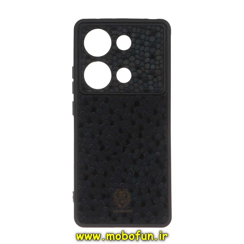قاب گوشی Redmi Note 13 Pro 4G / Poco M6 Pro 4G شیائومی چرمی پوست ماری محافظ لنزدار مشکی کد 171