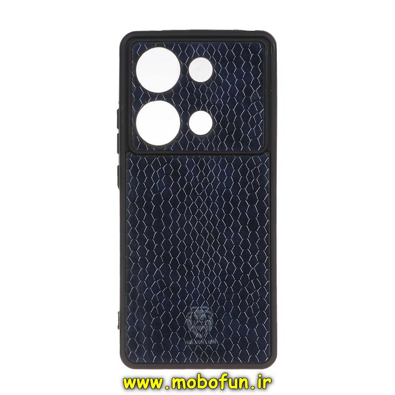 قاب گوشی Redmi Note 13 Pro 4G / Poco M6 Pro 4G شیائومی چرمی پوست ماری محافظ لنزدار سرمه ای کد 172