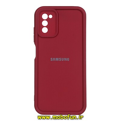 قاب گوشی Galaxy A02S - Galaxy A03S سامسونگ طرح سیلیکونی Solid محافظ لنزدار زرشکی کد 450