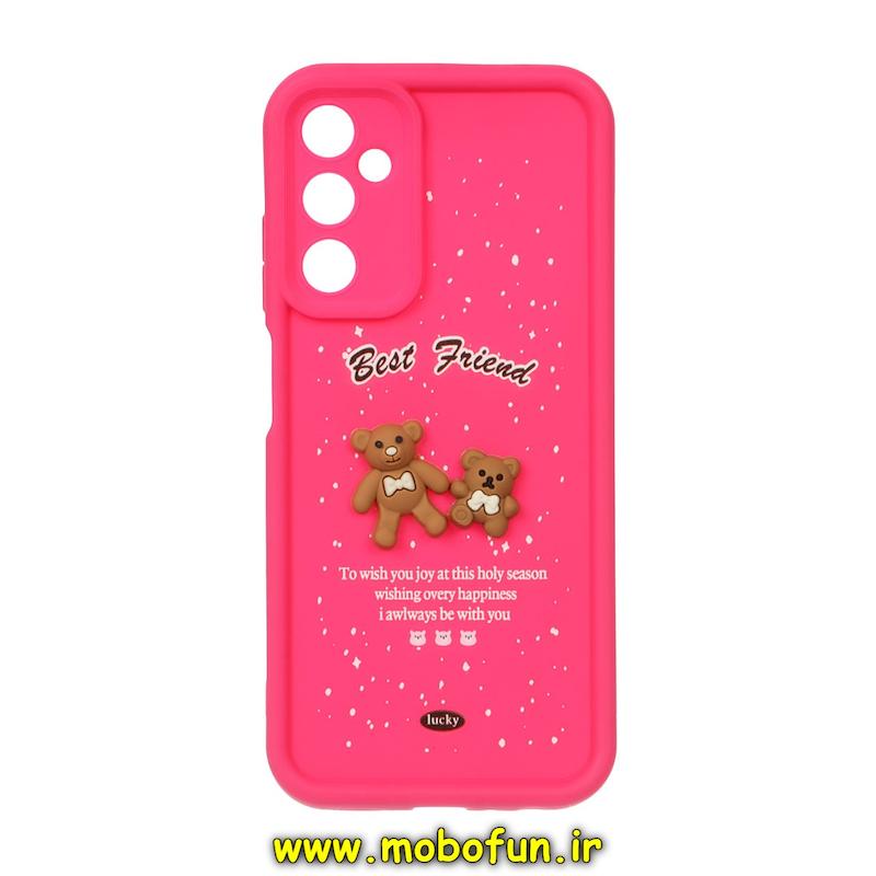 قاب گوشی Galaxy A05S سامسونگ طرح سیلیکونی Solid عروسکی برجسته محافظ لنزدار طرح CUTE سرخابی کد 214