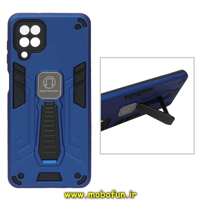 قاب گوشی Galaxy A12 - Galaxy M12 سامسونگ طرح ضد ضربه بتمن Magnet Adsorption هولدر دار محافظ لنز دار آبی کاربنی کد 1648