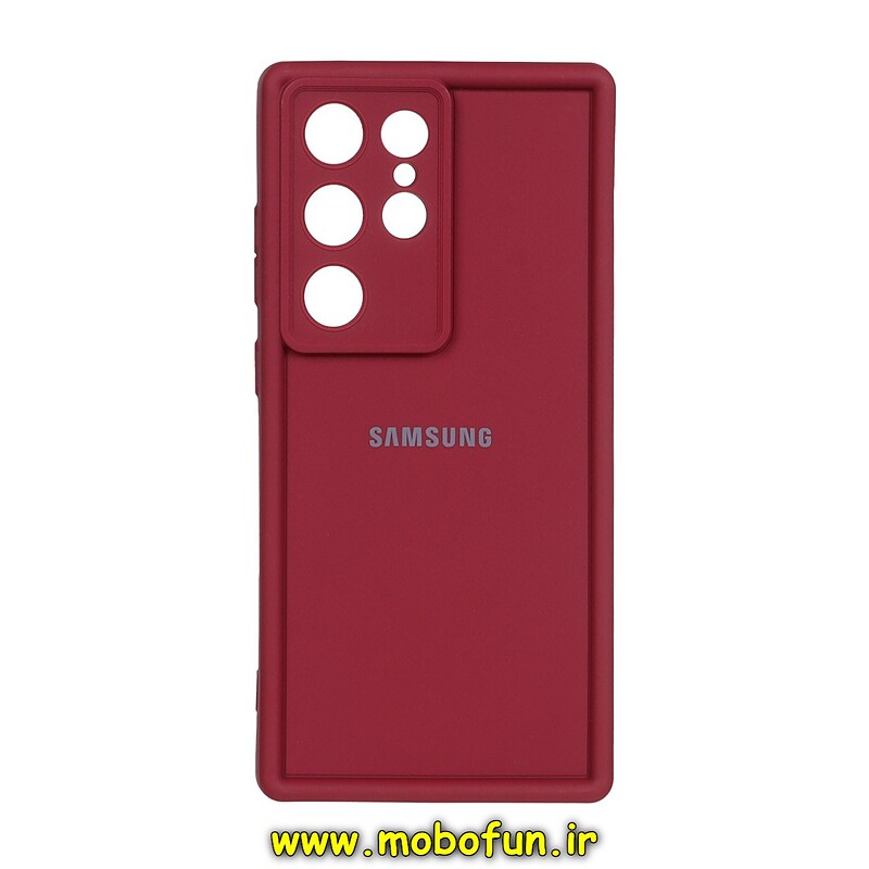 قاب گوشی Galaxy S24 Ultra سامسونگ طرح سیلیکونی Solid محافظ لنزدار زرشکی کد 208