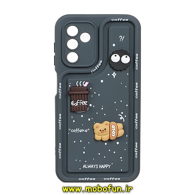 قاب گوشی Galaxy A04S - Galaxy M13 4G - Galaxy M23 - Galaxy F23 سامسونگ طرح سیلیکونی بالشتی SOLID ژله ای سه بعدی برجسته عروسکی COFFEE محافظ لنز دار خاکستری کد 86
