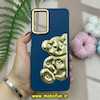 قاب گوشی Galaxy A13 4G - Galaxy A04S سامسونگ سیلیکونی ژله ای سه بعدی برجسته گلد لاین طرح خرس تدی سرمه ای کد 1003